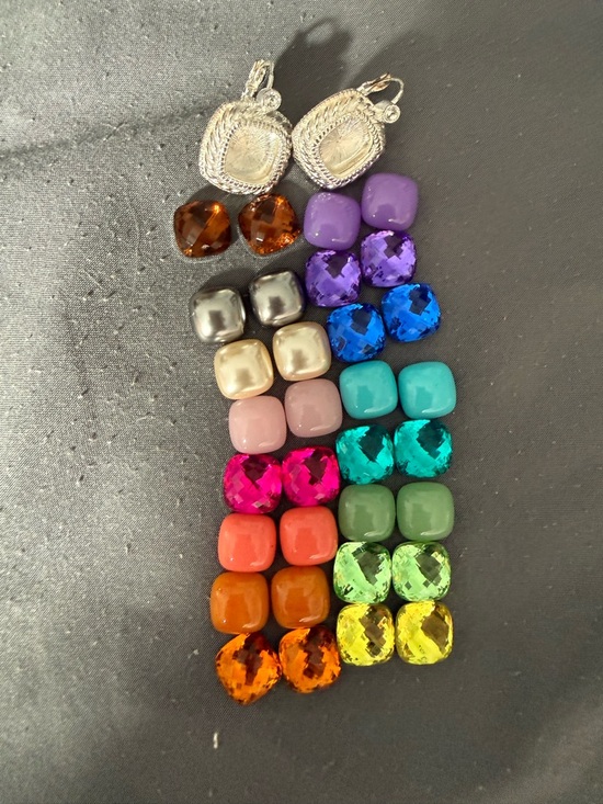 Joan Rivers Jewelry - Joan Rivers Multi-Color Cushion Cut and Cabochon Earring Set - Assorted Colors